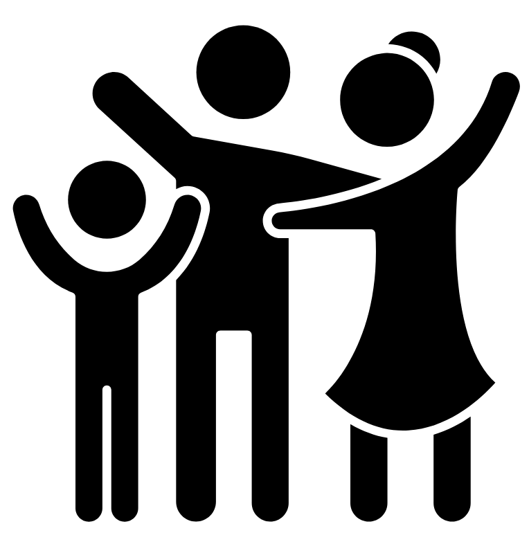 Black and white graphic of family