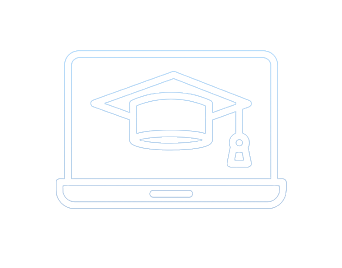 Laptop displaying a graduation cap icon