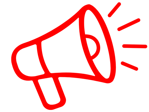 Megaphone icon in red color
