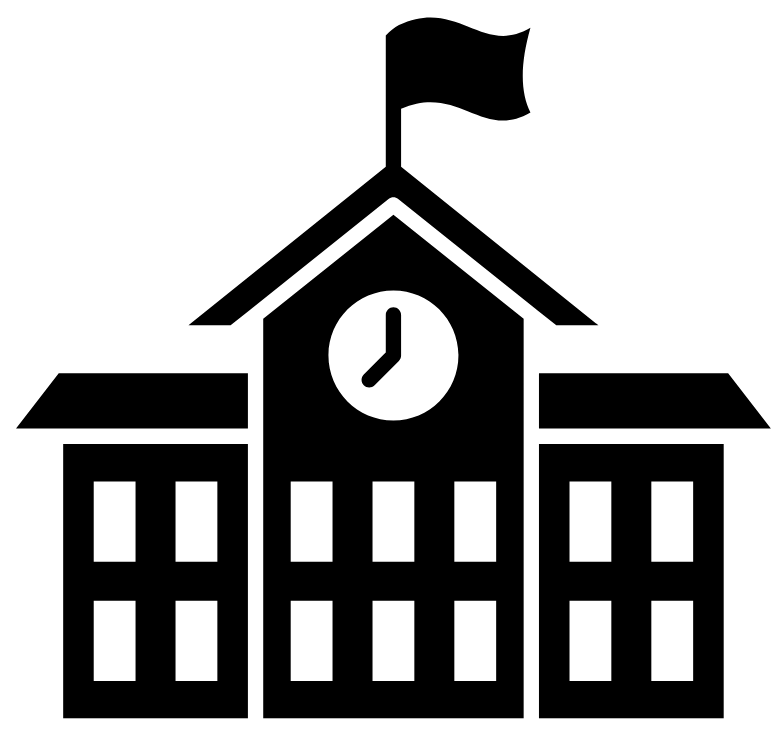 Black and white graphic of School Building