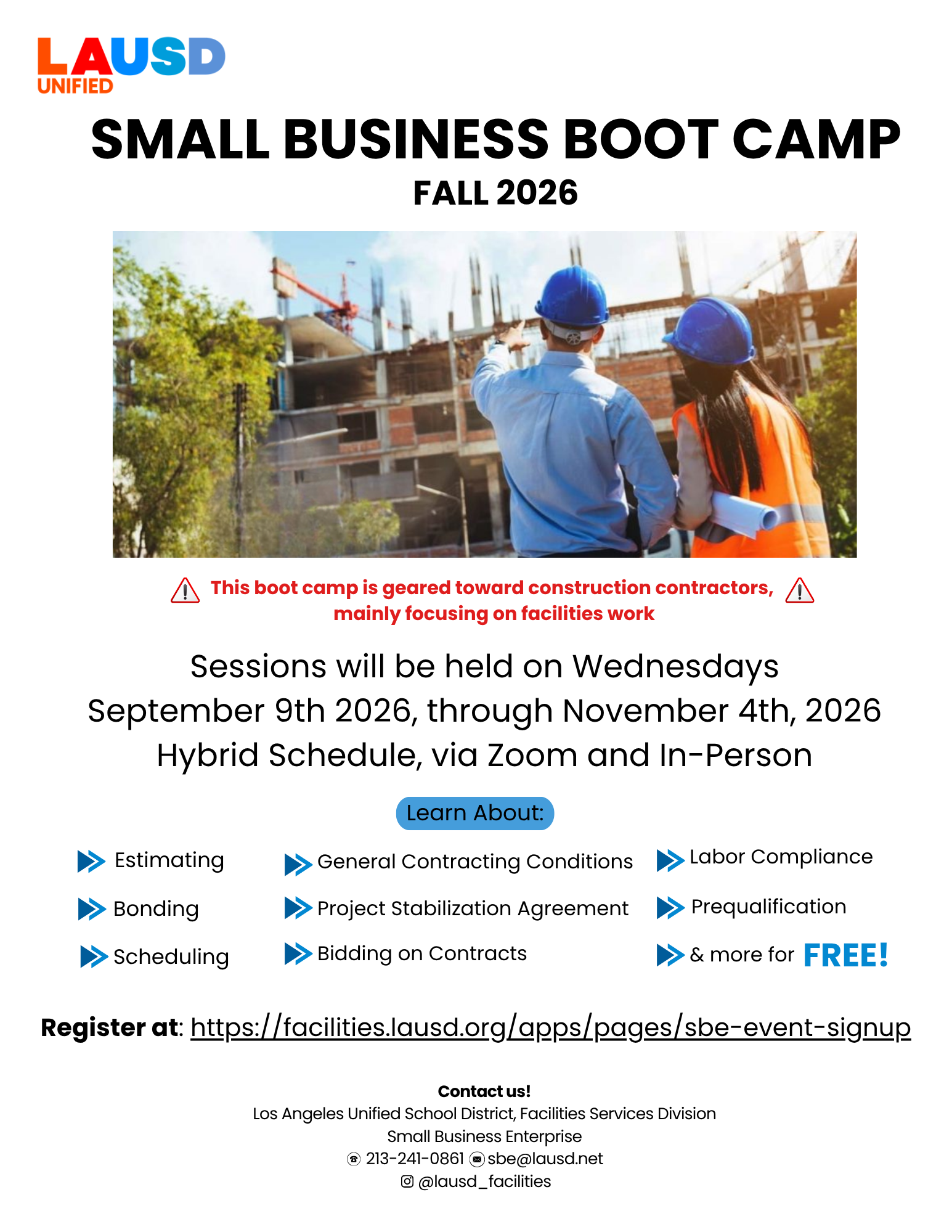 SBE Boot Camp – Small Business Enterprise – Facilities Services Division
